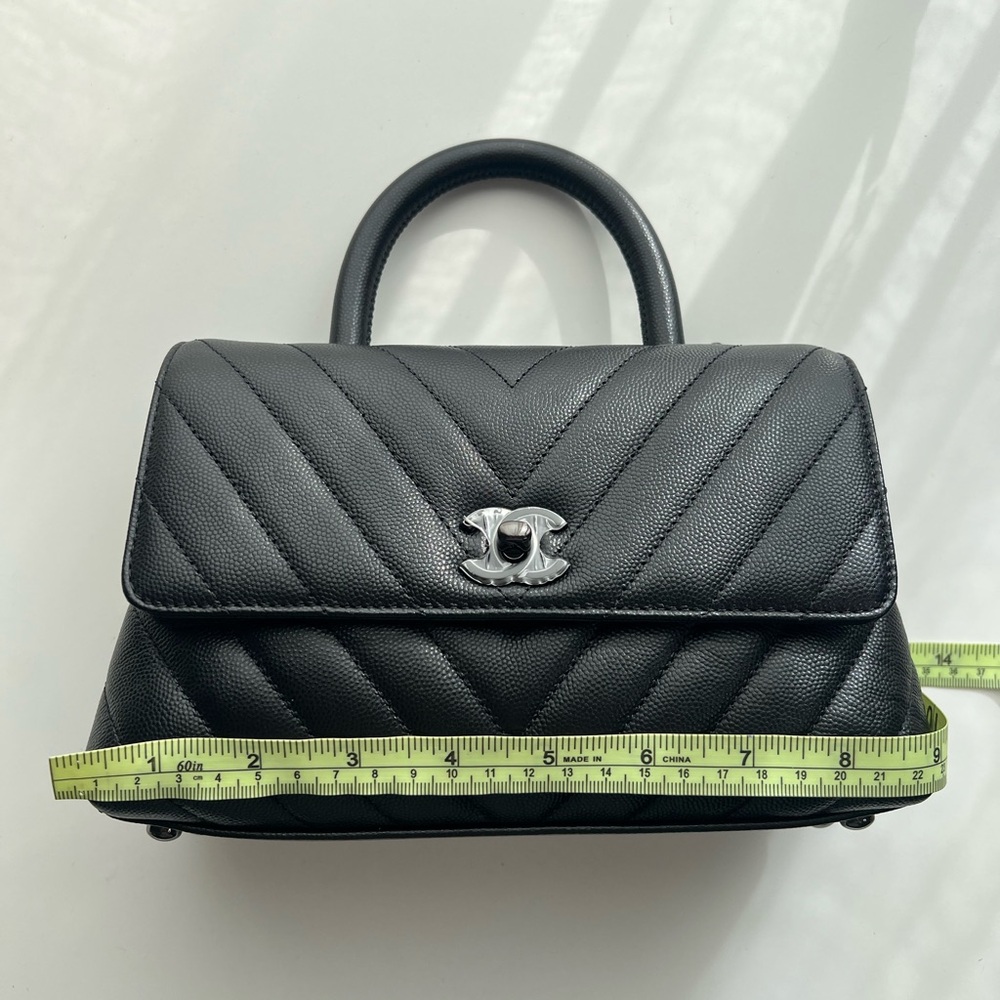 Chanel Black Chevron Coco Handle w Black Hardware - Picture 15 of 17